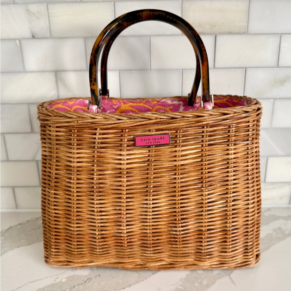 Kate Spade Brown Wicker Basket Bag